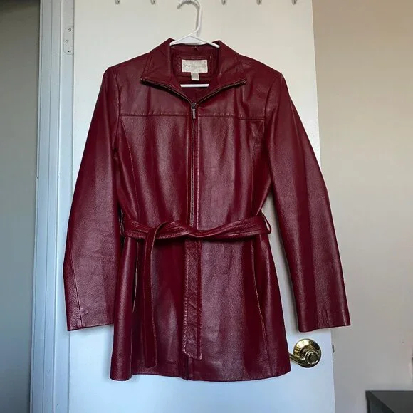 Worthington Red Wine Maroon Pleather Jacket Size Small - Picture 4 of 5